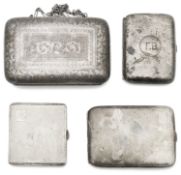 A late Victorian silver cigar case and three silver cigarette cases