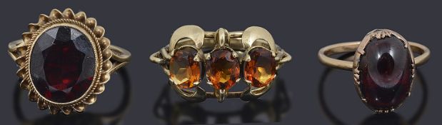 Three gem-set rings