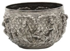 A late 19th/early 20th century Burmese silver bowl