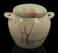 A Clarice Cliff Taormina pattern biscuit barrel