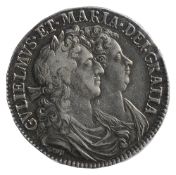 William & Mary Silver Halfcrown1689Laureate conjoined busts of King William and Queen Mary right,