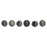 Six Imperial Roman silver denarii from the reign of Septimus Severus first Rome, 195 AD L SEPT SEV