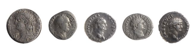 A selection of 1st century AD Roman Imperial silver coinscomprising Nero & Divus Augustus Billon