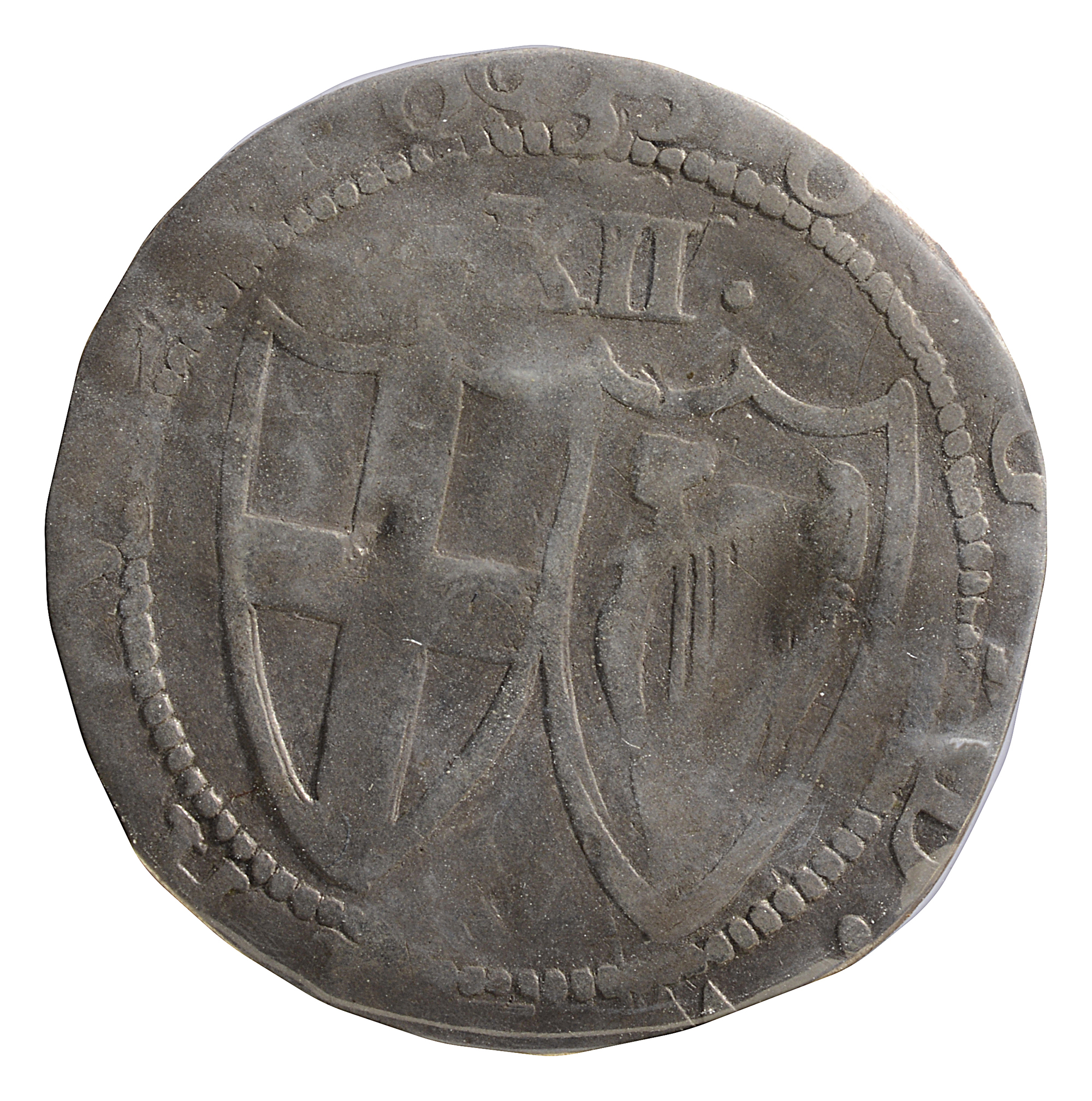 Commonwealth Silver Shilling1652.THE COMMONWEALTH OF ENGLAND, Shield of St. George in wreath of palm