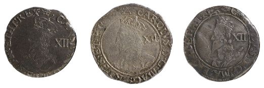 Charles I (1625-49) silver shillingsfirst mint mark crown, (1635-6) CAROLUS D GMAG BRI FR ET HIB