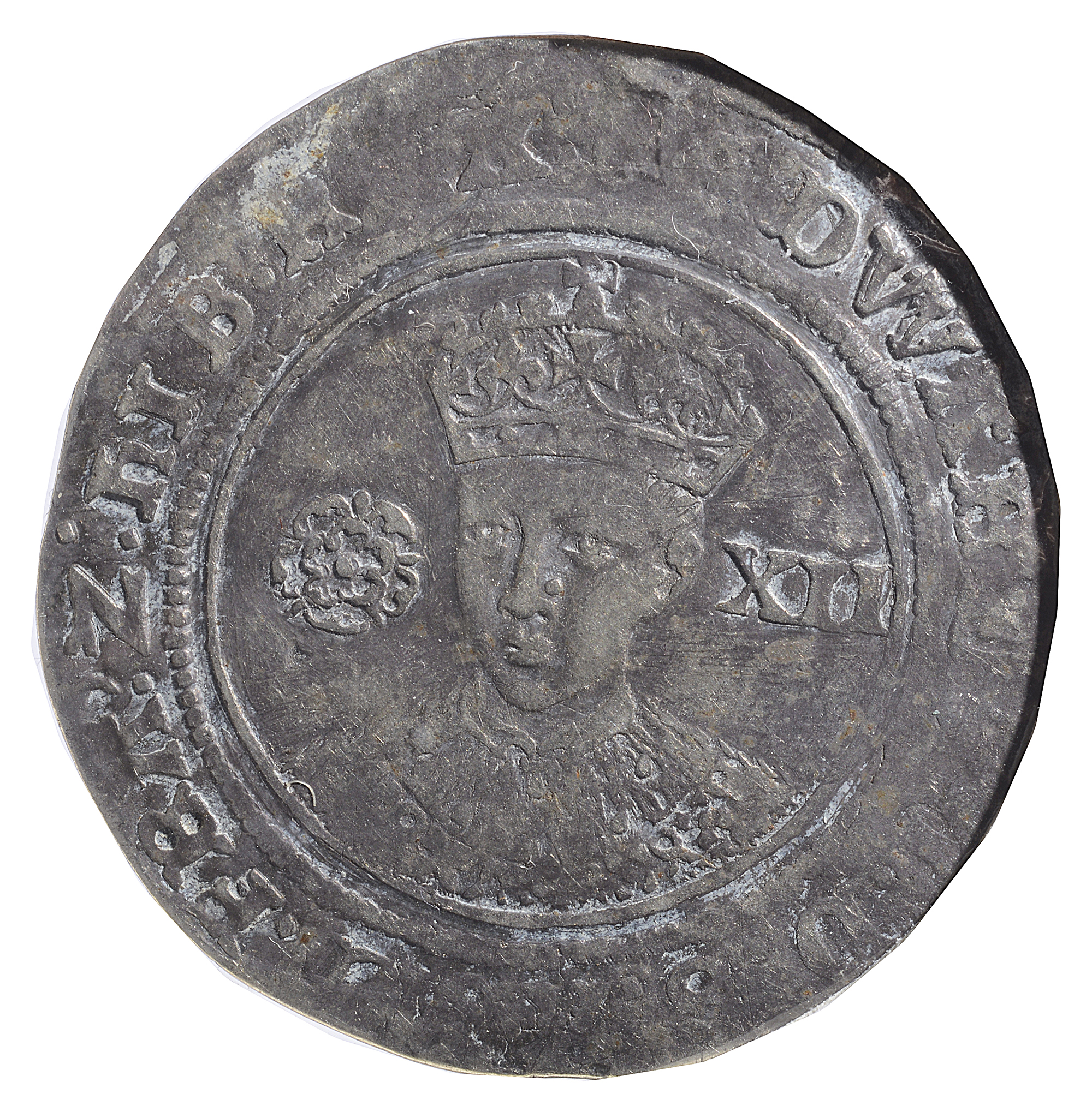 Edward VI (1547-1553) silver shilling Fine silver issue 3rd period, London Mint, mint mark TunEDWARD