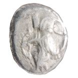 Lydia Silver Siglosc. 450-330 BC.The Great King kneeling right, holding spear and bow / Oblong