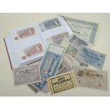 A quantity of banknotes to include a collection of German notgeld from the 1920s including 1921