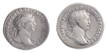 Roman Imperial Trajan silver Denarius, Rome, AD 113IMP TRAIANO AVG GER DAC P M TR P COS VI P P,