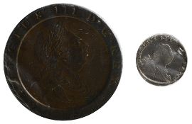 George III Cartwheel Twopence1797Raised border containing legendDraped and laureate bust, right /