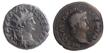 Nero AE AsRome, Struck 62-68 AD.NERO CAESAR AVG GERM IMP Laureate head of Nero to right / Victory to