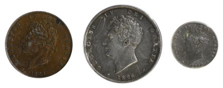 George IV Halfpenny1826Laureate head facing left / Britannia seated with shield and trident.George