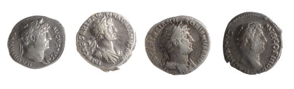 Four early 2nd century AD Imperial Roman silver denarii from the reign of Hadrianfirst Rome, AD
