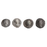 Four early 2nd century AD Imperial Roman silver denarii from the reign of Hadrianfirst Rome, AD