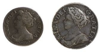 Queen Anne Silver Shilling1712Draped bust, left, fourth bust / Post-Union reverse, crowned shields