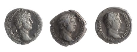 Three early 2nd century AD Imperial Roman silver denarii from the reign of Hadrianfirst Rome, 119-