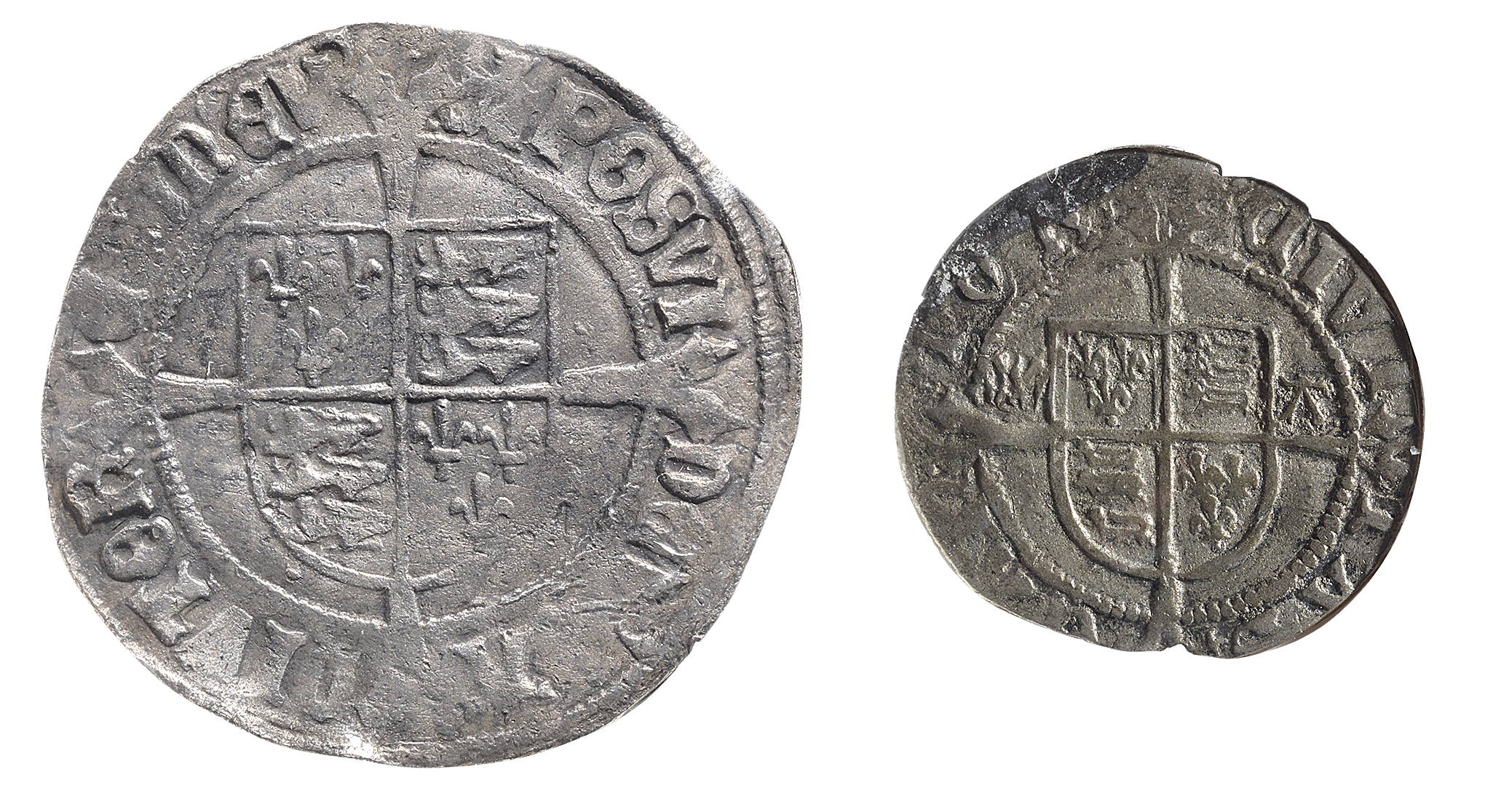 Henry VIII (1509-1547) silver groat and half groatfirst London, mint mark castle, HENRIC VIII DI GR? - Image 2 of 2