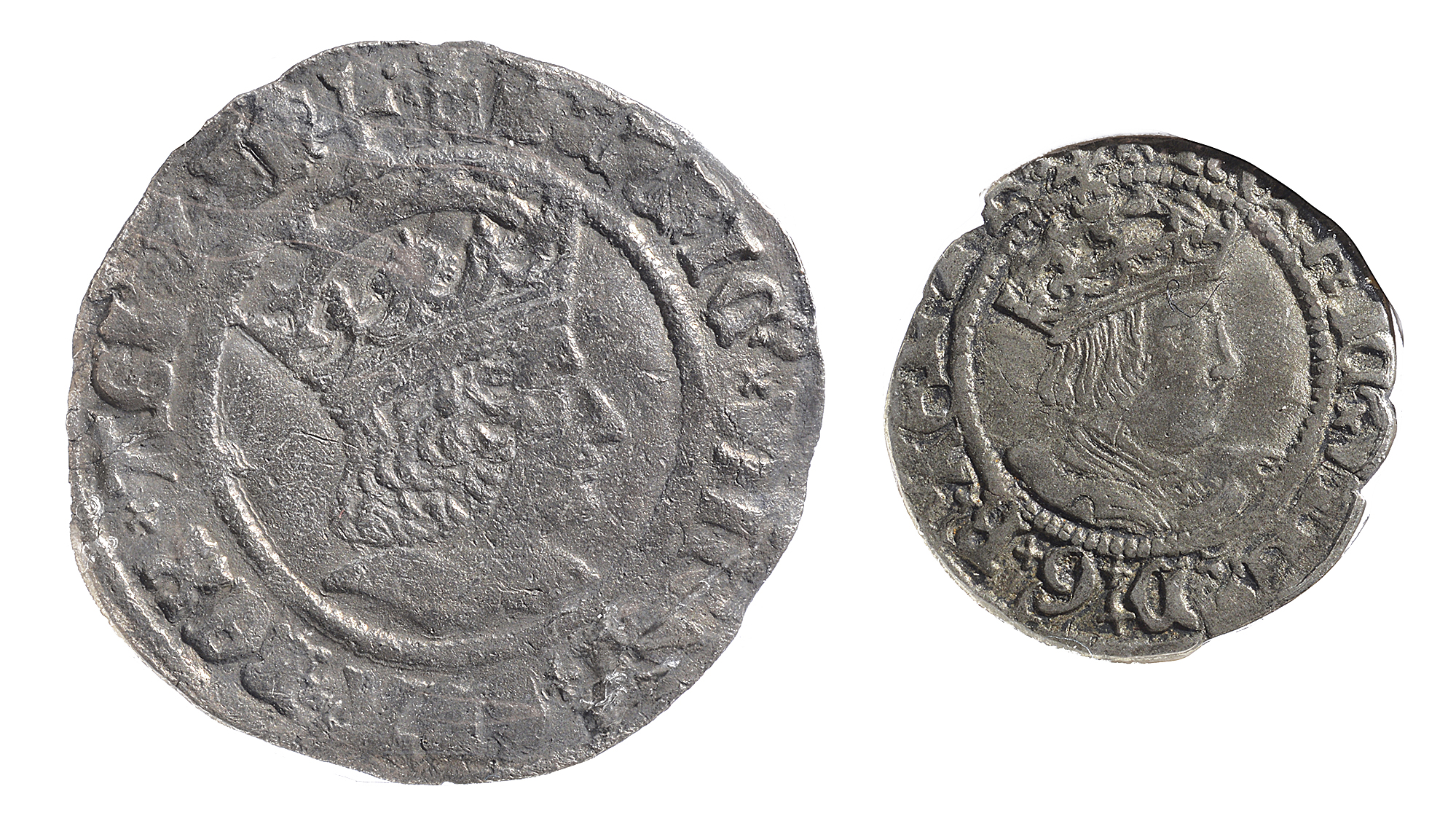 Henry VIII (1509-1547) silver groat and half groatfirst London, mint mark castle, HENRIC VIII DI GR?