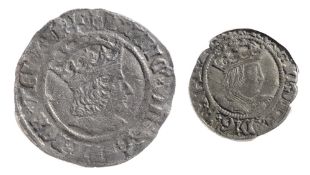 Henry VIII (1509-1547) silver groat and half groatfirst London, mint mark castle, HENRIC VIII DI GR?