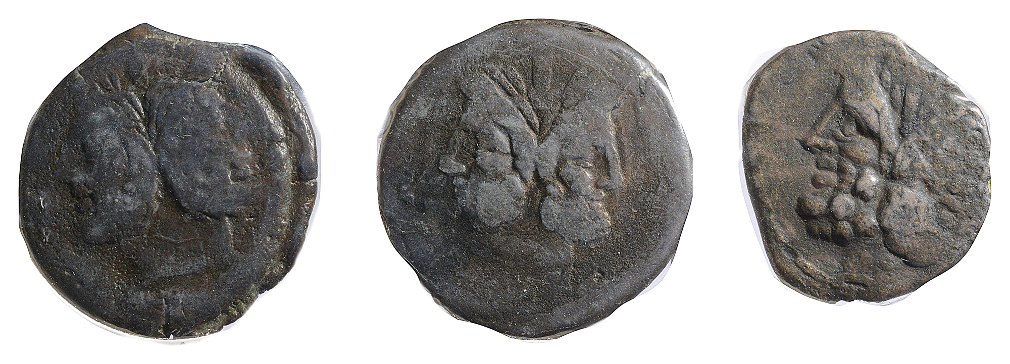 C Licinius Macer AE As84 BCLaureate head of Janus / EX S·C: Prow right; above, male figure holding