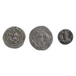 Kavad I Silver Drachm486-498 ADBust right, wearing mural crown with frontal crescent, two ribbons,