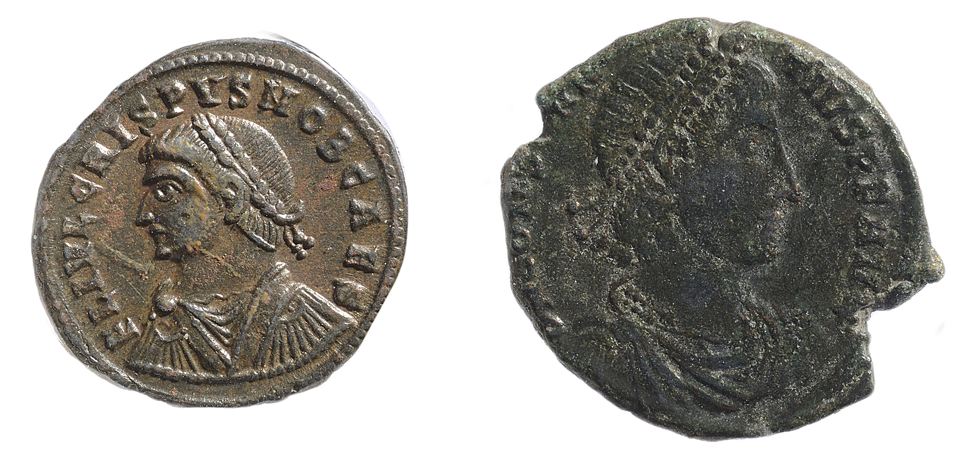 Constantine I AE3Alexandria mint, 325-326 ADFL IVL CRISPVS NOB CAES, laureate, draped and