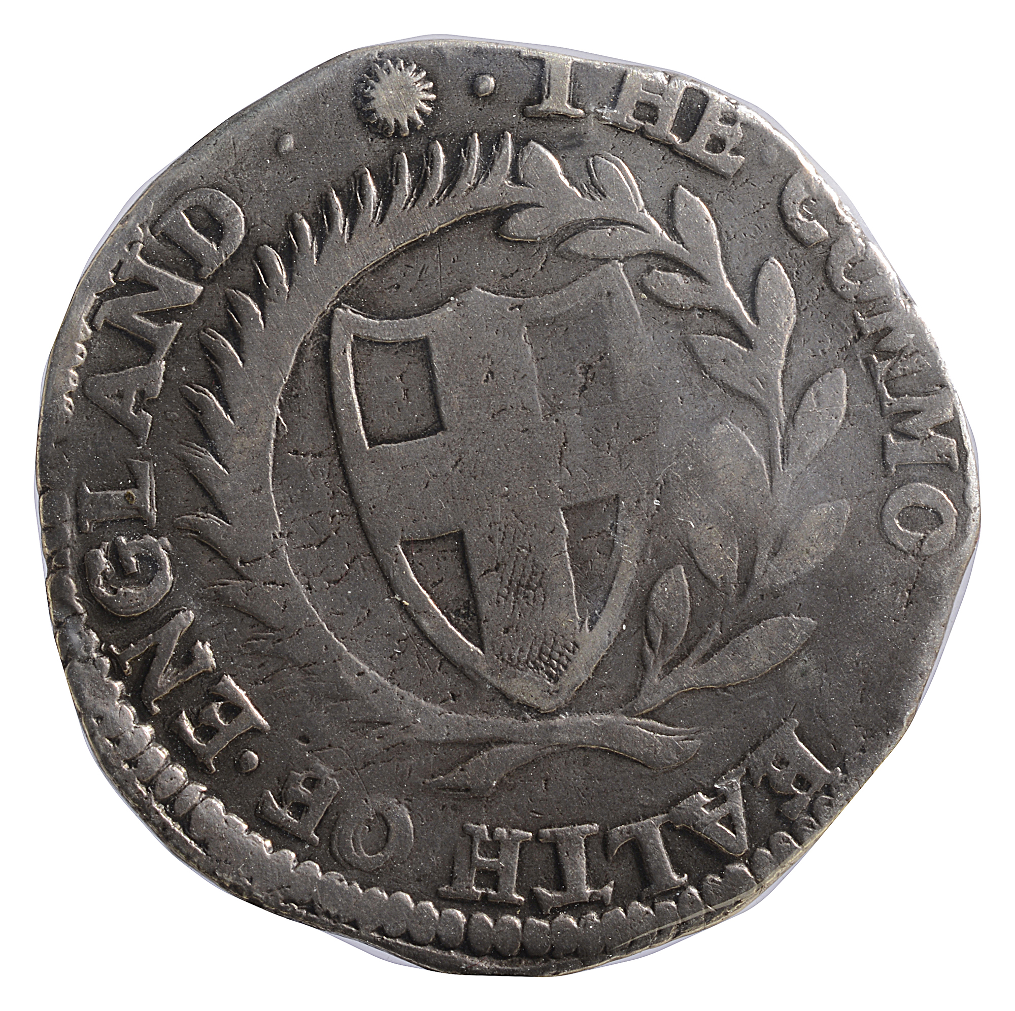Commonwealth Silver Halfcrown1653.English shield within laurel and palm branch, with legends in