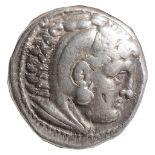 Alexander III Silver Tetradrachm320-290 BCHead of Herakles facing right, wearing a lion-skin