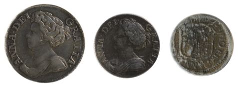 Queen Anne Silver Shilling1711Draped bust, left, fourth bust / Post-Union reverse, crowned shields