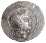 Athens Silver 'New Style' Tetradrachmc. 144-3 BCHead of Athena Parthenos right, wearing triple-