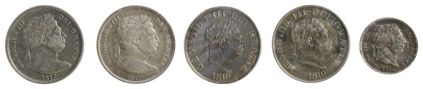 George III Silver Halfcrown1817First type: Laureate 'Bull Head' bust, right / crowned escutcheon