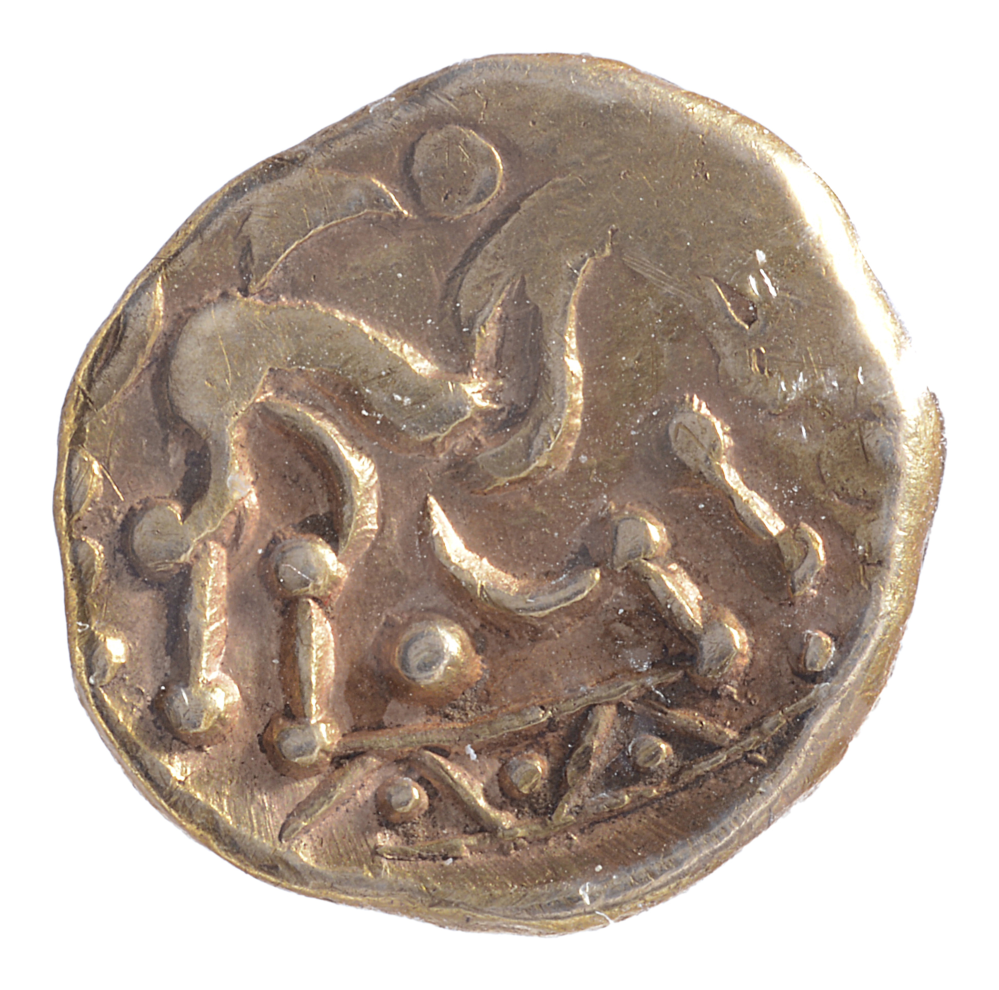 Celtic Britain, Corieltauvi, Gold Stater, c. 60-50 BCNorth East Coast type,disjointed horse facing