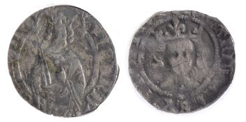 PLANTAGENET. Richard II Anglo-Gallic Hardi D'argent and a silver pennyfirst RICARD RX AGLE , half