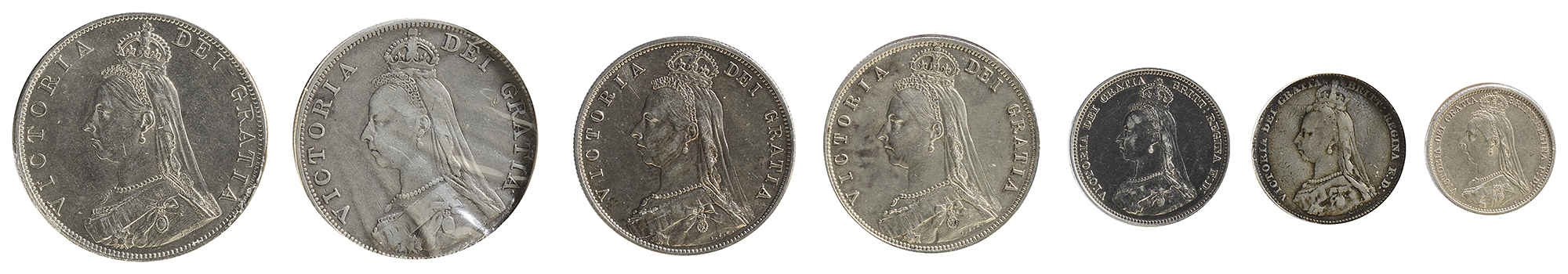 Queen Victoria Silver Double Florin1887Veiled head, left / crowned and cruciform shields, date at