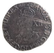 Charles I (1625-49) silver shilling mint mark crown, (1635) CAROLVS D G MA BR FR ET HI REX,