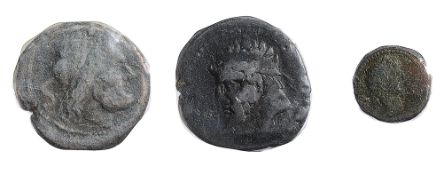 Roman Republic AE Semis2nd century BCS: Laureate head of Saturn, right / ROMA S: Prow, right.Kings