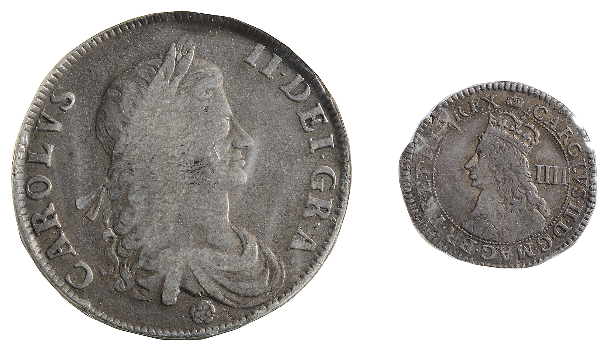 Charles II Silver Crown1662Bust, right, rose below / Crowned cruciform shields, interlinked C's in