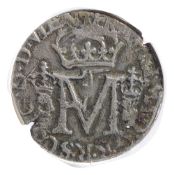 SCOTLAND. Mary (1542-1567) Billon Twelvepenny groat ‘Nonsunt’ Second period, Francis and Mary.