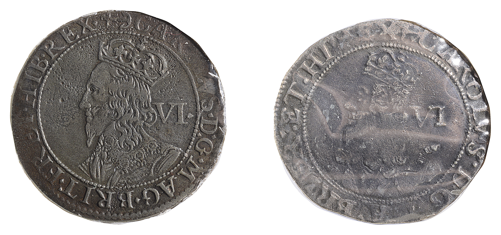 WITHDRAWN Charles I (1625-49) silver sixpencesfirst Briot’s second milled issue (1638-9), mint mark