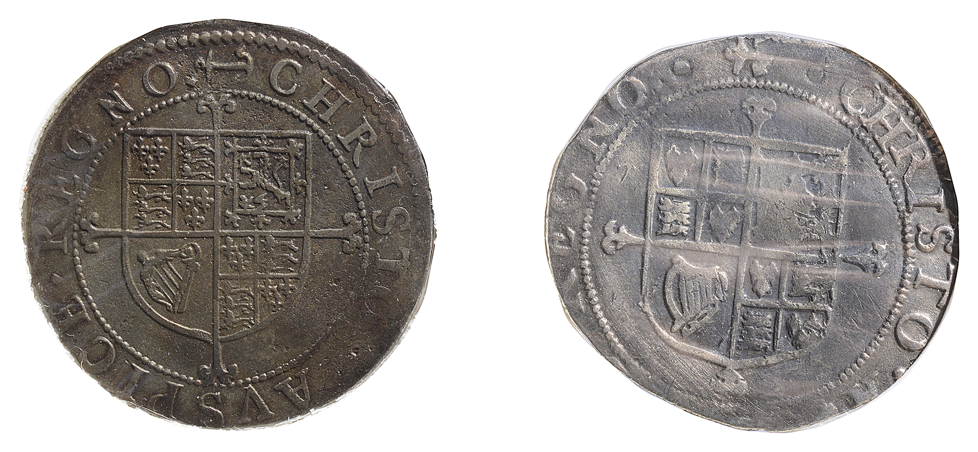 WITHDRAWN Charles I (1625-49) silver sixpencesfirst Briot’s second milled issue (1638-9), mint mark - Image 2 of 2