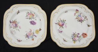 A pair of Nantgarw style porcelain square dessert dishes c.1818-20