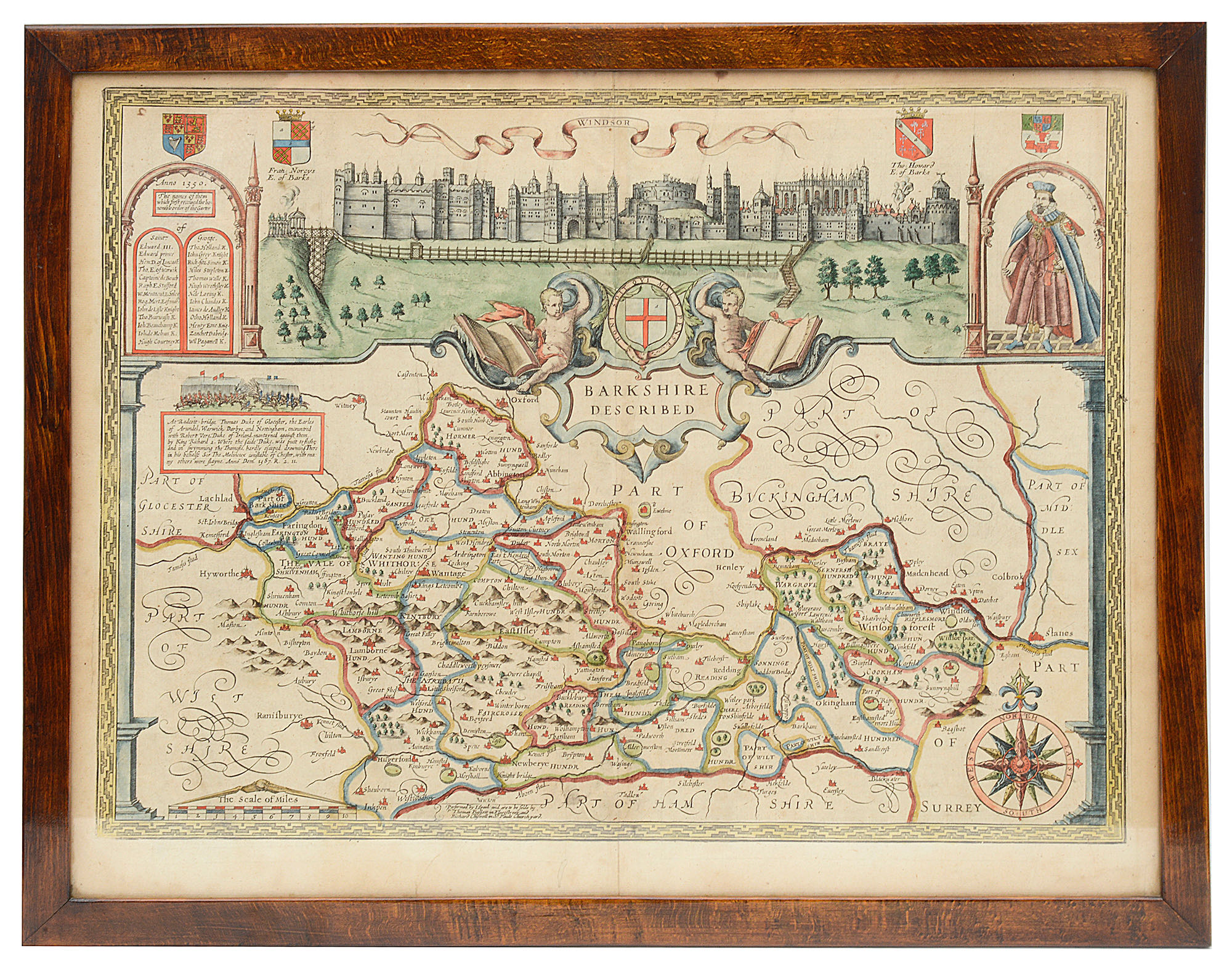 Berkshire. John Speed (1552-1629) Map of 'Berkshire described'