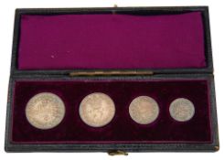 A Victorian silver Maundy set dated 1880 in a fitted case,