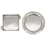 An early 20th century Austrian .800 Secessionist small silver tray and a plannished dish