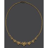 An Edwardian 15ct gold and seed pearl necklace