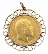 An Edward VII mounted full sovereign pendant