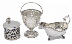 George III silver Neo-classical design sugar basket; others