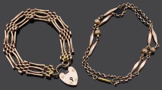 A 9ct gold four bar gate bracelet