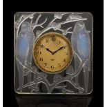 An R. Lalique 'Inseparables' opalescent clock