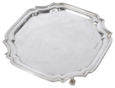 A George VI square silver salver